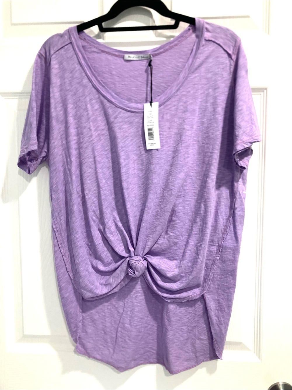 NWT Michael Stars Lily Scoop Neck Supima Cotton T-Shirt Wisteria One Size